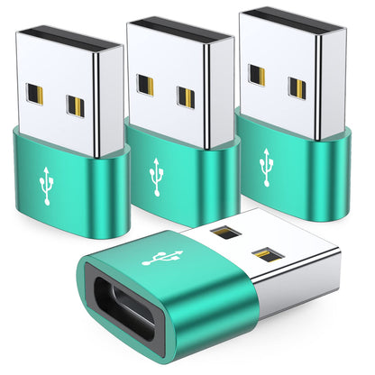 JXMOX USB C Female to USB Male Adapter 4-Pack, Type C to USB A Charger Cable Converter,Compatible with iPhone 11 12 13 14 15 Plus Pro Max,iPad Pro Air 4 Mini 6,Samsung Galaxy S24 S23 S22 S21,Pixel XL