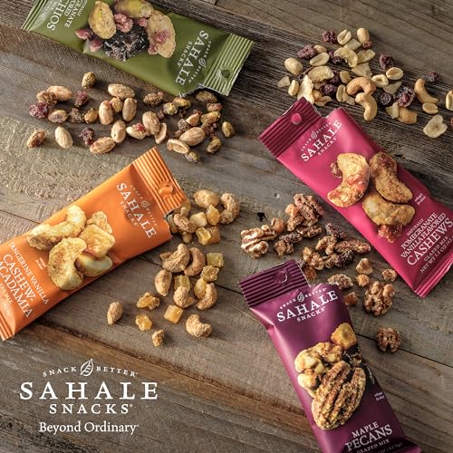 Sahale Snacks Glazed Mix Nut Blend Variety Pack, 1.5 Oz Grab & Go Bags (12 Total Packs) - Four Different Dry-Roasted Deluxe Mixed Nuts Blends Included - Non-GMO Kosher & Certified Gluten-Free Snacks