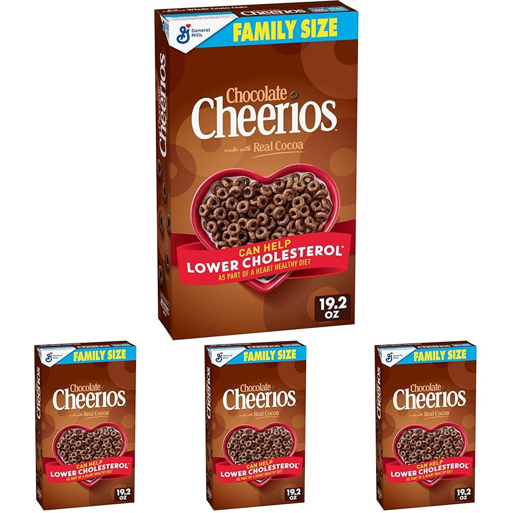 Chocolate Cheerios Cereal, Limited Edition Happy Heart Shapes, Heart Healthy Cereal With Whole Grain Oats, Family Size, 19.2 oz