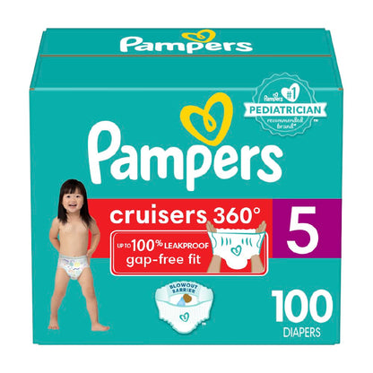 Pampers Cruisers 360 Diapers - Size 5, One Month Supply (128 Count), Pull-On Disposable Baby Diapers, Gap-Free Fit