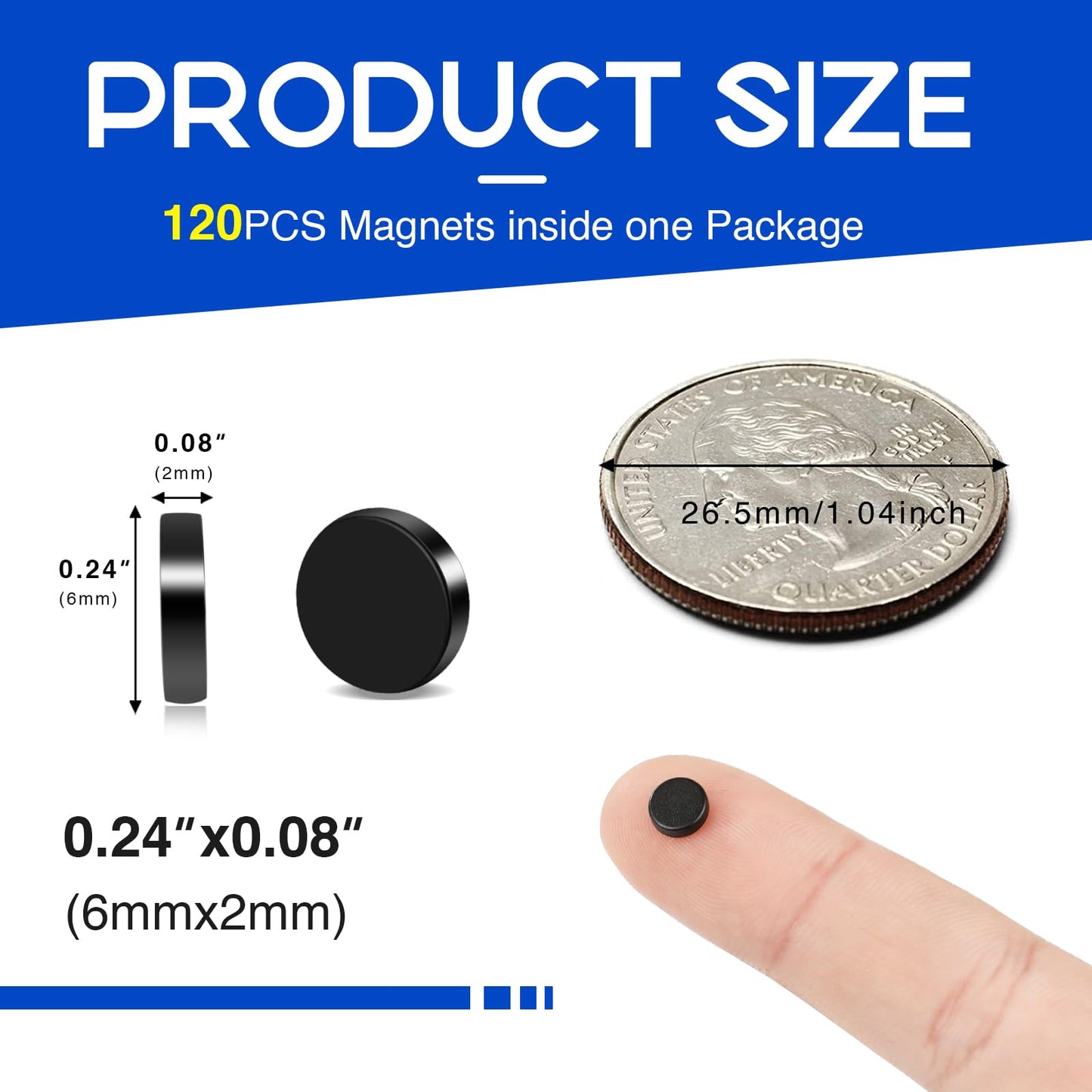 Refrigerator Magnets 50 Pcs, 10x3mm Tiny Round Disc Small, Muti-use Premium Neodymium Fridge Magnets Rare Earth, Whiteboard Magnets for Crafts, DIY, Office, Dry Erase Board.