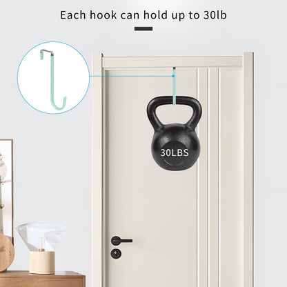 FYY Over the Door Hooks, 4 Pack Hangers Hooks with Rubber Prevent Scratches Heavy Duty Organizer for Living Room, Bathroom, Bedroom, Kitchen Hanging Clothes, Towels, Hats, Coats, Bags White