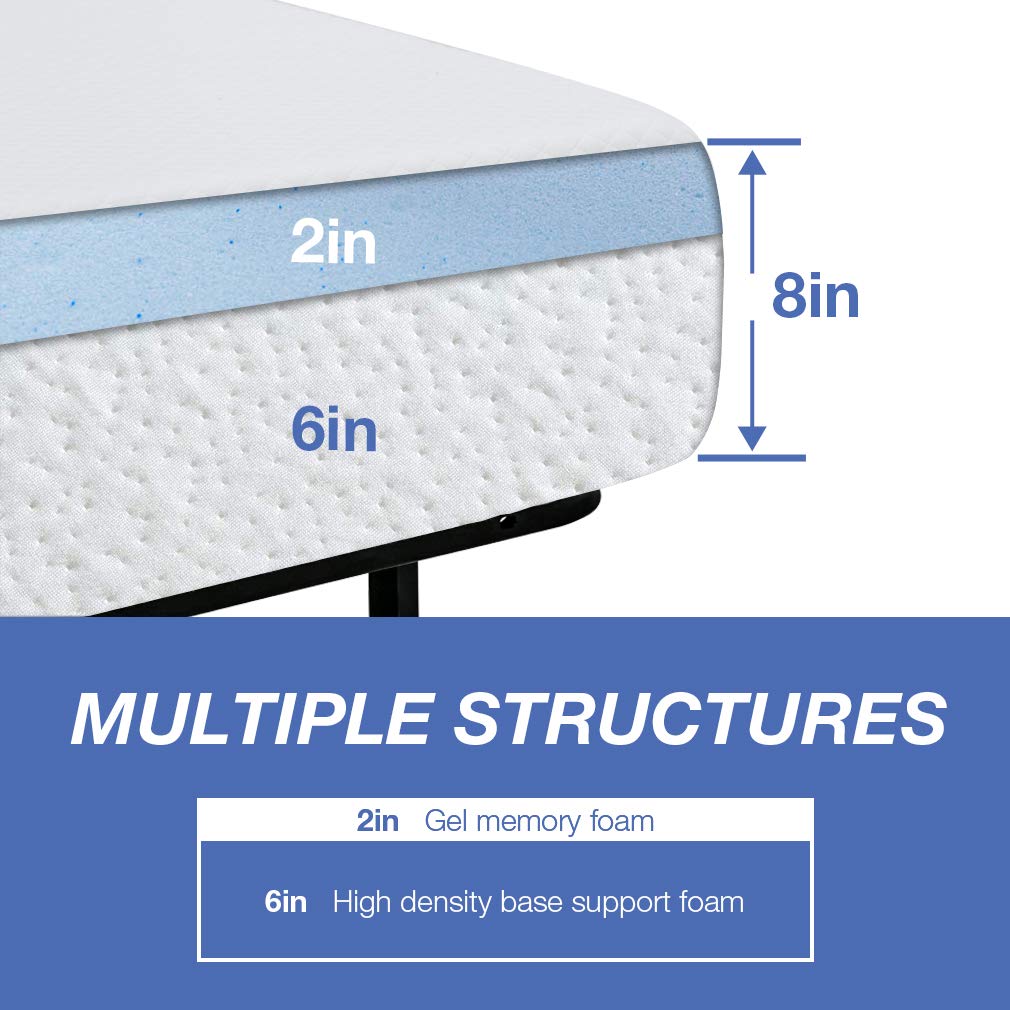 FDW 5 Inch Gel Memory Foam Mattress Medium-Firm Mattress for Pressure Relief & Cooler Sleep Mattress for Kid Adults CertiPUR-US Certified Mattress in a Box,Twin