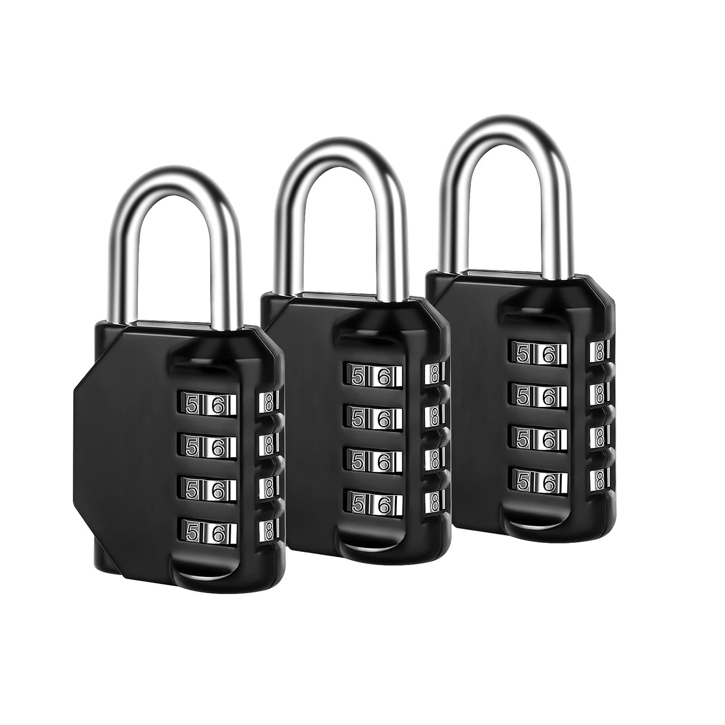 Fayleeko Combination Lock, 4 Digit Padlock for School Gym Sports Locker, Fence, Toolbox, Case, Hasp Cabinet Storage (2 Pack, Black)