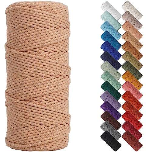 NOANTA Natural Macrame Cord 3mm x 109Yards, Beige Macrame Rope, Cotton Cord for Wall Hanging, Plant Hangers, Christmas Crafts, Knitting