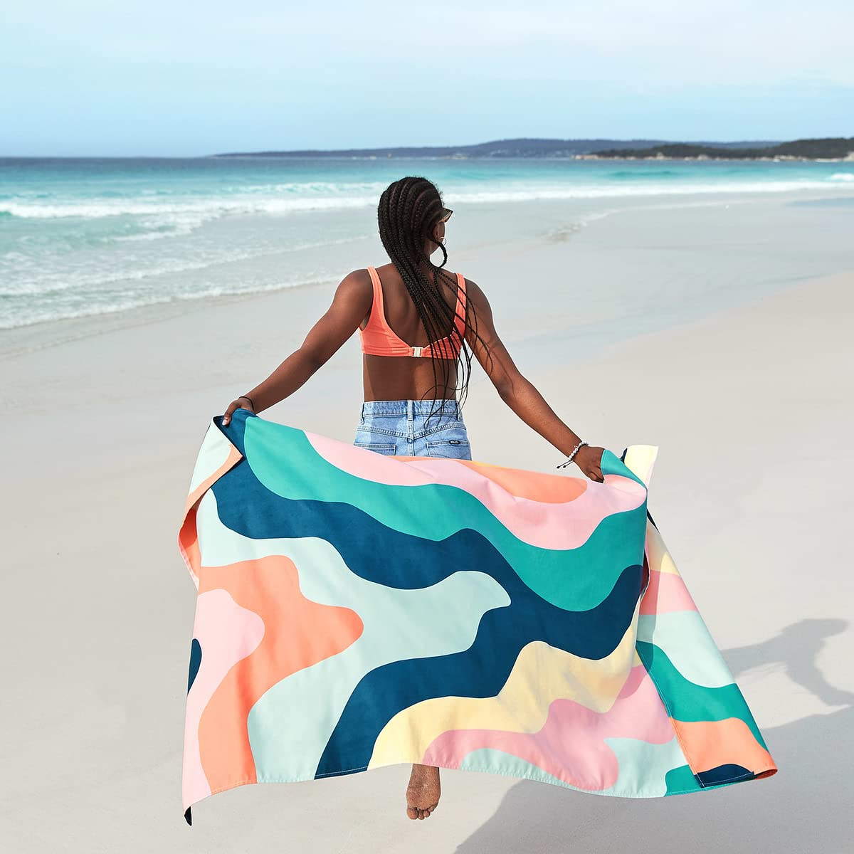 Dock & Bay Beach Towel - Quick Dry, Sand Free - Compact, Lightweight - 100% Recycled - includes Bag - Cabana - Bondi Blue - Extra Large (200x90cm, 78x35)