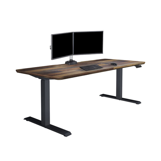 Vari Electric Standing Desk - Varidesk Height Adjustable Sit/Stand Desk - Dual Motor with Memory Presets, Stable T-Style Legs - Gaming or Home Office Workstation - 72”x30”, Reclaimed Wood