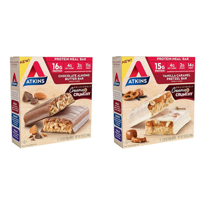 Atkins Double Fudge Brownie Protein Meal Bar, High Fiber, 15g Protein, 1g Sugar, 4g Net Carb, Meal Replacement, Keto Friendly