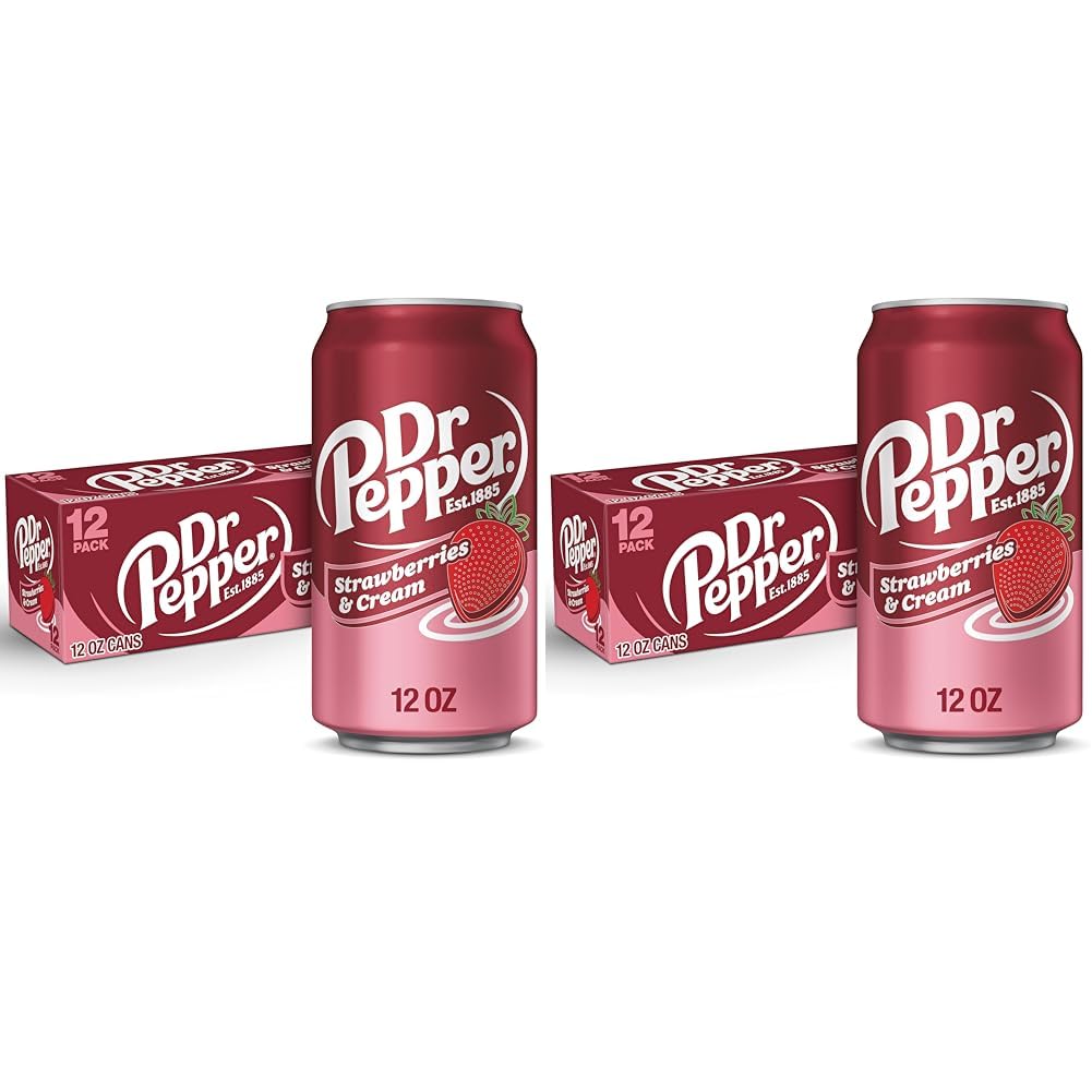 Dr Pepper Zero Strawberries and Cream Soda, 12 fl oz cans, 12 Pack