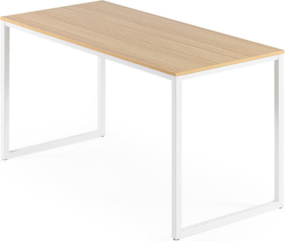 ZINUS Jennifer 55 Inch White Frame Desk, Computer Workstation, Office Desk, Dining Table, Easy Assembly, Natural