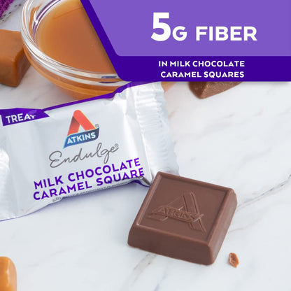 Atkins Endulge Caramel Nut Chew Bar, Dessert Favorite, 1g Sugar, Good Source of Fiber, Low Sugar, 10 Count