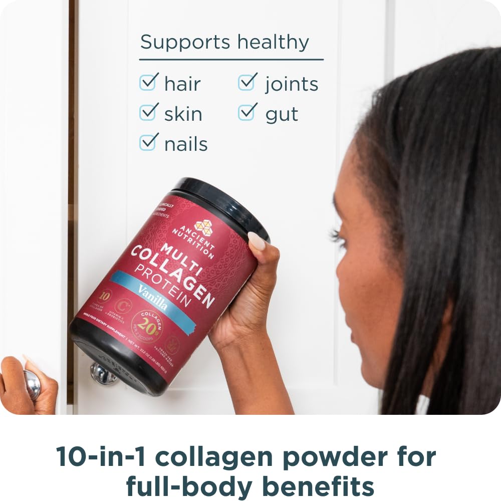 Ancient Nutrition Hydrolyzed Collagen Peptides Powder with Probiotics, Chocolate Multi Collagen Protein for Women and Men with Vitamin C, 24 Servings, Supports Skin and Nails, Gut Health, 10oz