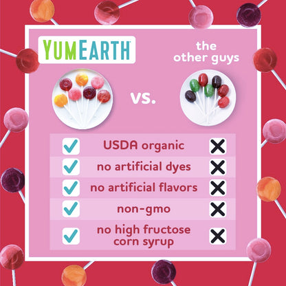 YumEarth Organic Pops Variety Pack, 60 Fruit Flavored Favorites Lollipops, Allergy Friendly, Gluten Free, Non-GMO, Vegan, No Artificial Flavors or Dyes