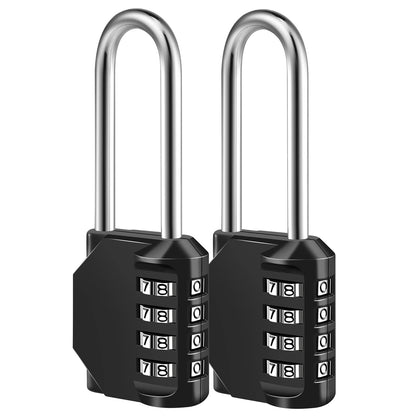 Fayleeko Combination Lock, 4 Digit Padlock for School Gym Sports Locker, Fence, Toolbox, Case, Hasp Cabinet Storage (2 Pack, Black)