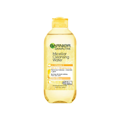 Garnier Micellar Water with Vitamin C, Facial Cleanser & Makeup Remover, 13.5 Fl Oz (400mL), 1 Count (Packaging May Vary)