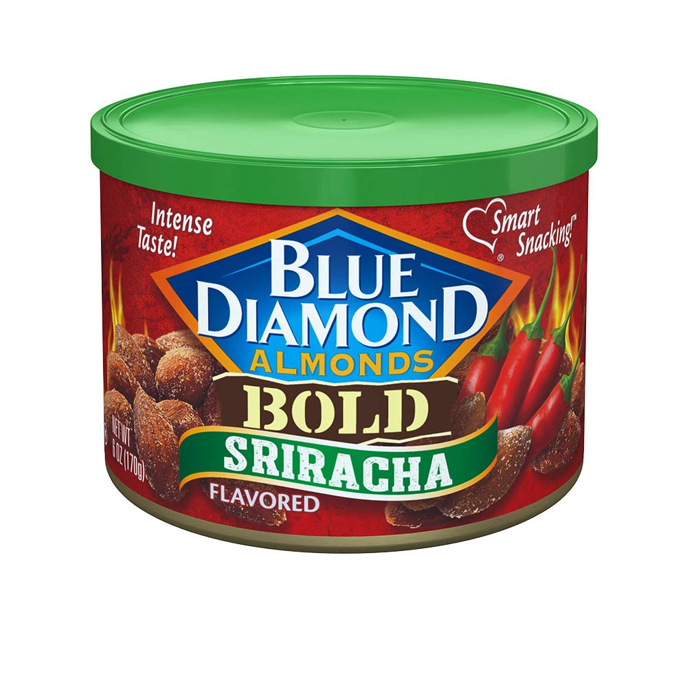 Blue Diamond Almonds Sriracha Flavored Snack Nuts, 6 Oz Resealable Can (Pack of 1)