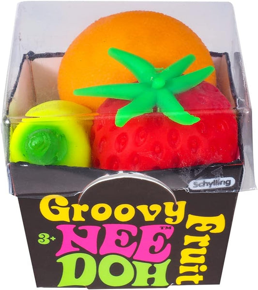 Schylling NeeDoh Groovy Fruit - Sensory Fidget Toy - Multiple Shapes - Ages 3 to Adult (Pack of 1)