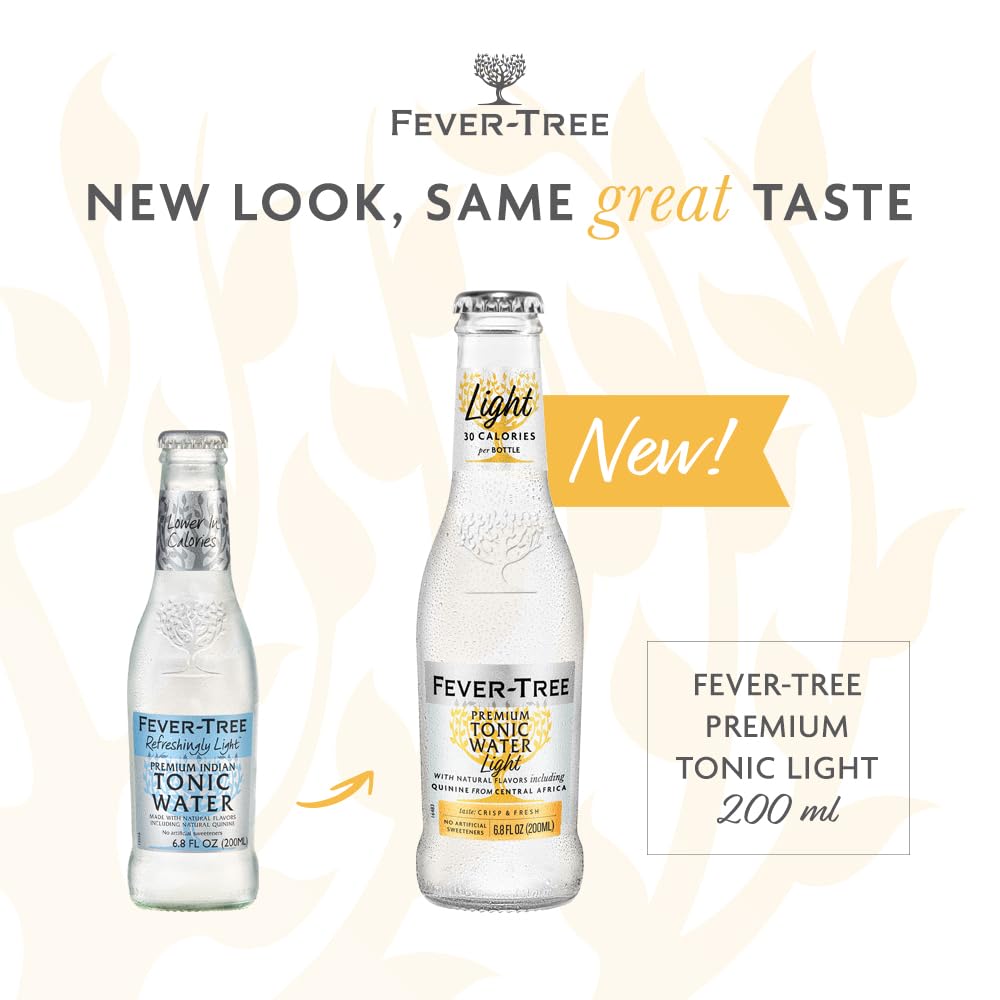 Fever-Tree Light Tonic Water Cans, 5.07 Fl Oz (Pack of 24), Lower in Calories, No Artificial Sweeteners, Flavorings or Preservatives (Packaging may vary)