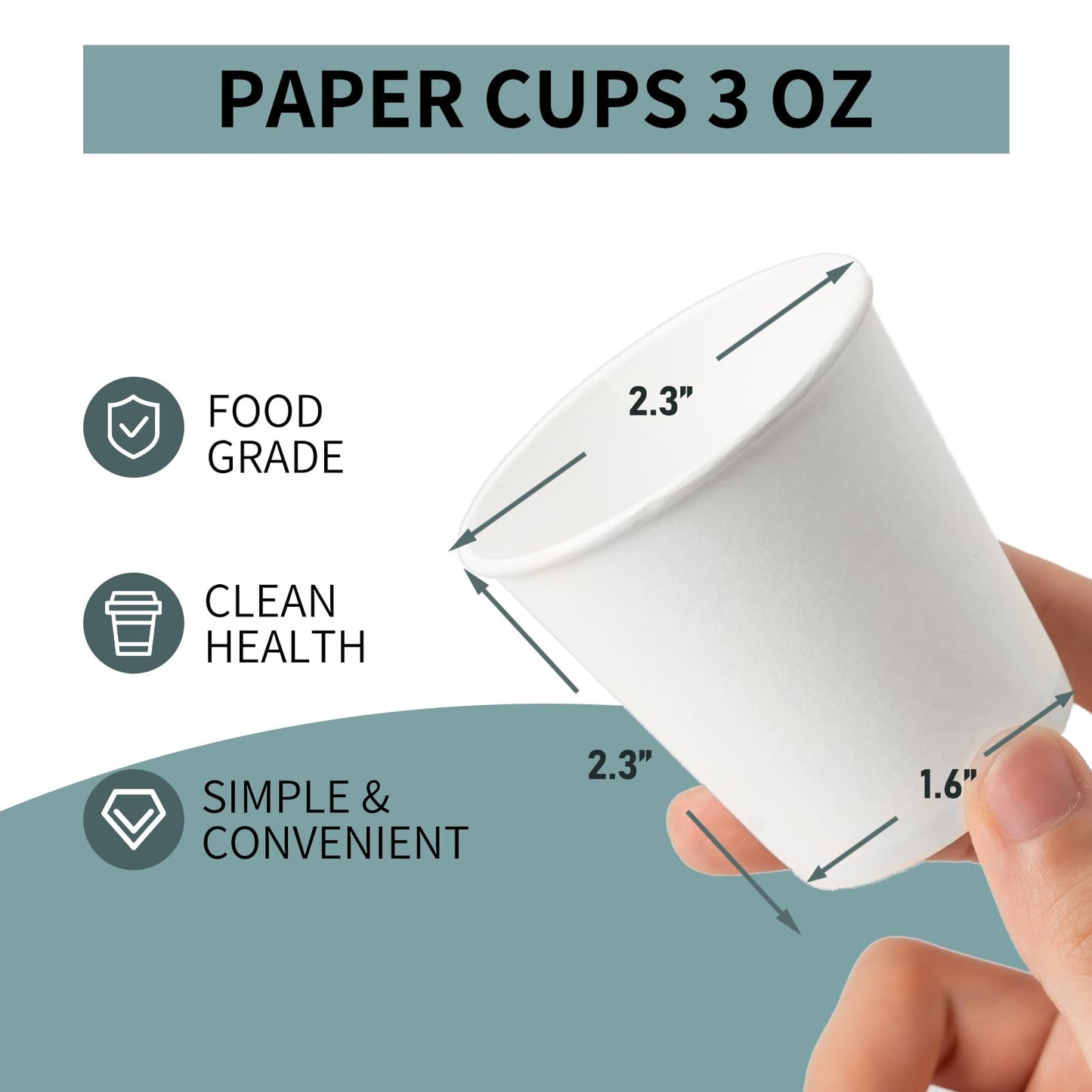 [100 Pack] 3 oz Bathroom Paper Cups, Disposable Paper Cups, Mouthwash Cups, Paper Coffee Cups, Ideal for Bathroom