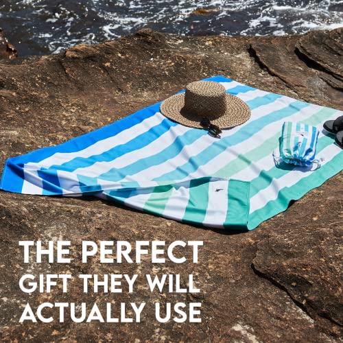 Dock & Bay Beach Towel - Quick Dry, Sand Free - Compact, Lightweight - 100% Recycled - includes Bag - Cabana - Bondi Blue - Extra Large (200x90cm, 78x35)