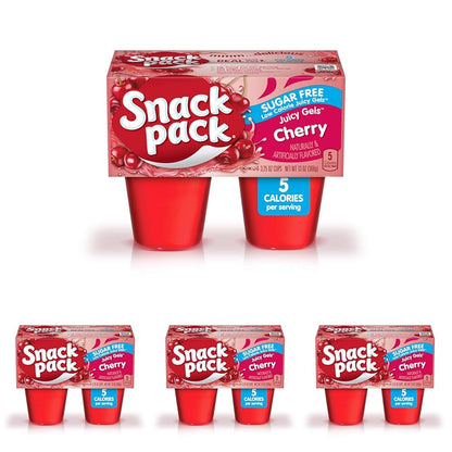 Snack Pack Sugar Free Cherry Flavored Juicy Gels, 4 Count Snack Cups