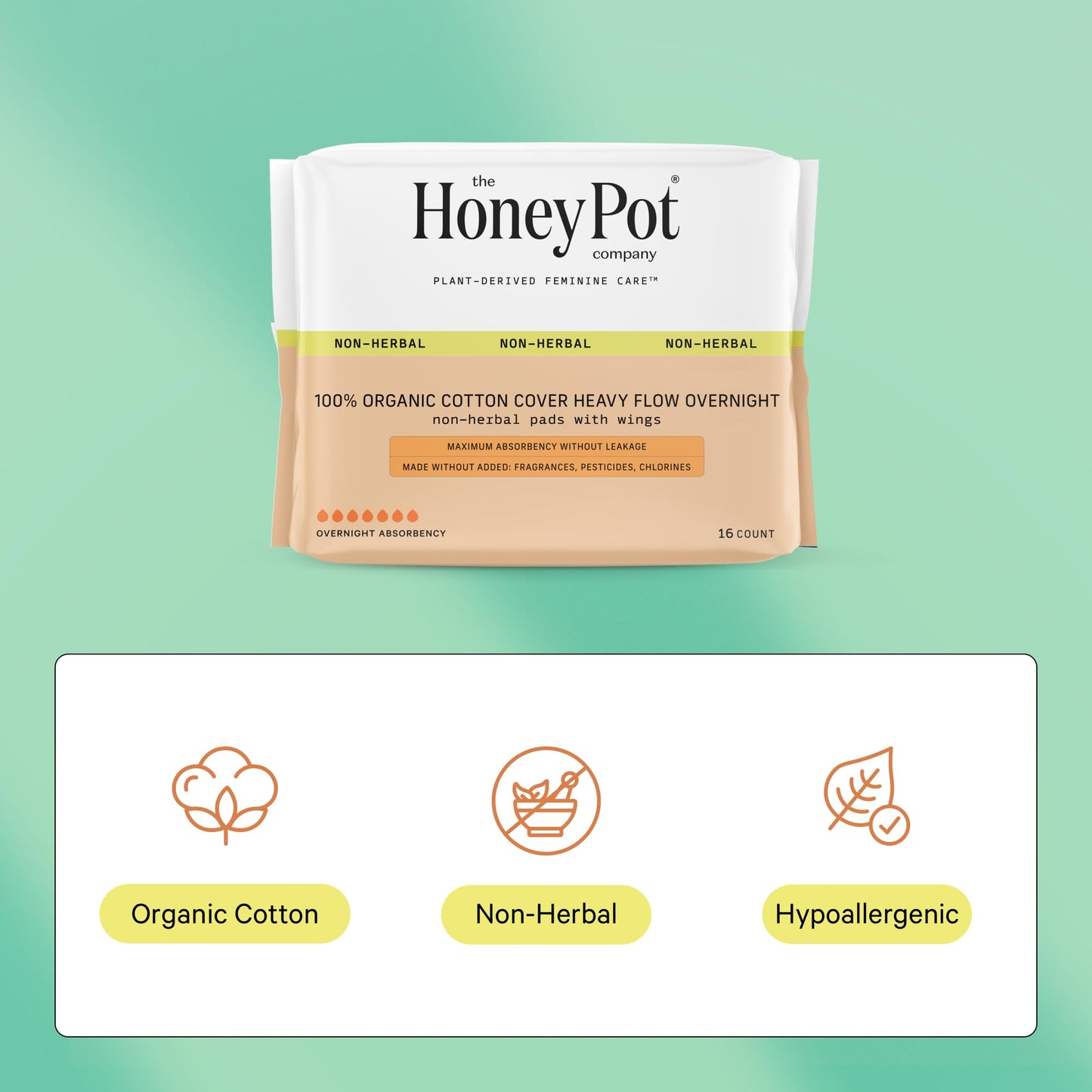 The Honey Pot Company - Herbal Postpartum Pads w/Wings - Infused w/Essential Oils for Cooling Effect, Organic Cotton Cover, & Ultra-Absorbent - Postpartum Essentials to fill your Postpartum Kit - 12ct