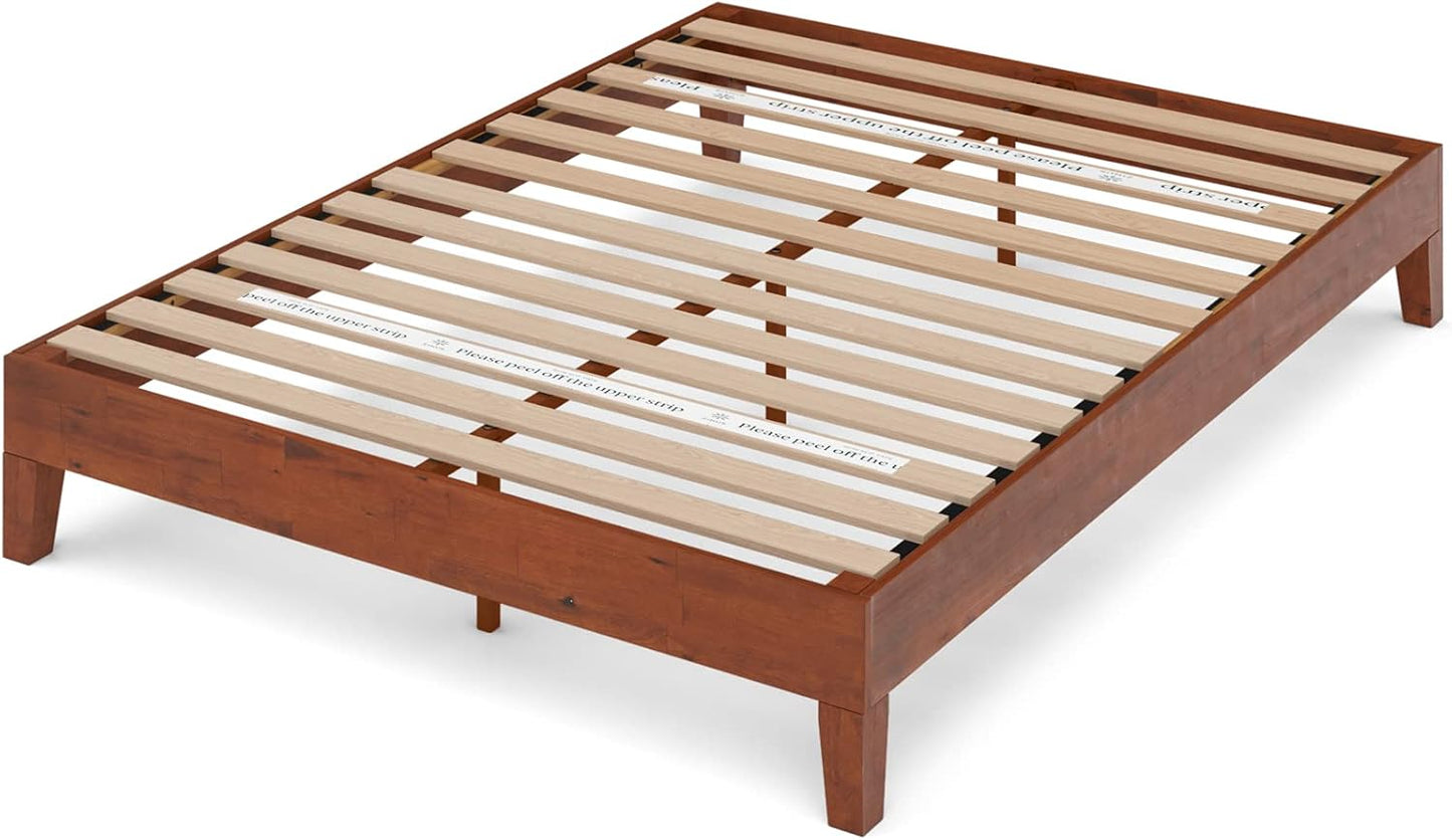 ZINUS Wen Deluxe Wood Platform Bed Frame, Solid Foundation, Wooden Slat Support, No Box Spring Needed, Easy Assembly, Queen