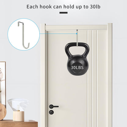 FYY Over the Door Hooks, 4 Pack Hangers Hooks with Rubber Prevent Scratches Heavy Duty Organizer for Living Room, Bathroom, Bedroom, Kitchen Hanging Clothes, Towels, Hats, Coats, Bags White