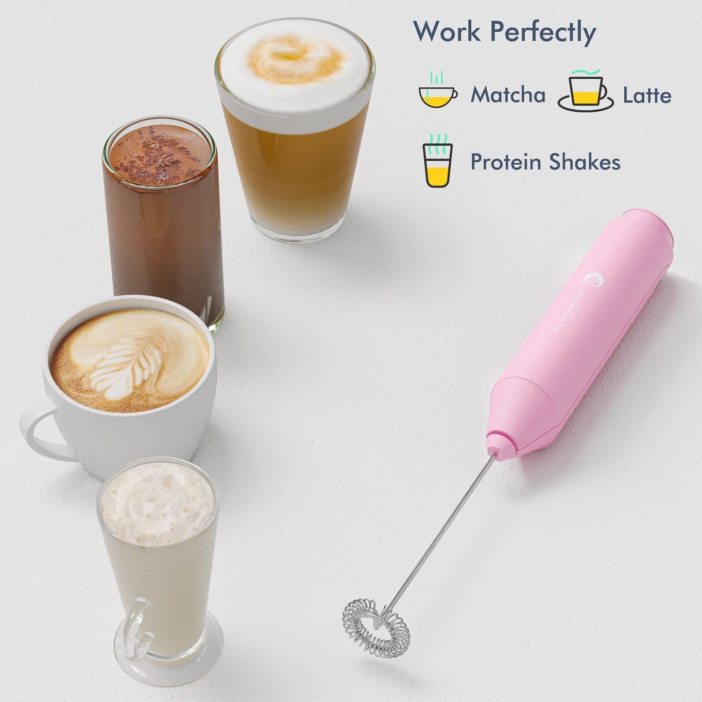 Powerful Milk Frother Handheld Foam Maker, Mini Whisk Drink Mixer for Coffee, Cappuccino, Latte, Matcha, Hot Chocolate, No Stand, Galaxy