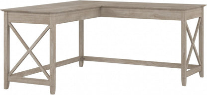 Bush Furniture Key West L Shaped Desk, 60-inch Modern Farmhouse Writing Desk for Home Office