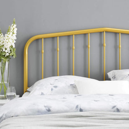 Modway Lennon Modern Farmhouse Metal Queen Headboard in Gold