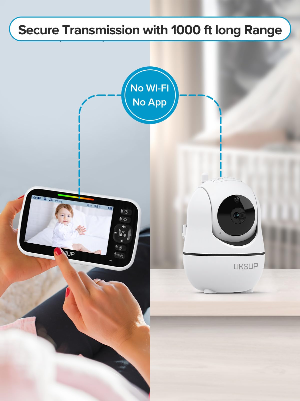 Baby Monitor with Camera and Audio - 5” Display Video Baby Monitor with 29 Hour Battery Life, Remote Pan & Tilt, 2X Zoom,Auto Night Vision, 2 Way Talk, Temperature Sensor,Lullabies,960 Feet Range