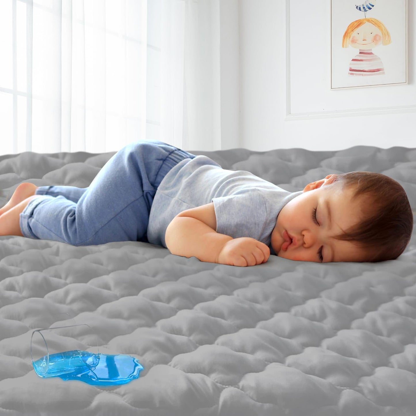 Crib Mattress Protector Sheets Fitted Waterproof Crib Mattress Pad Cover, Noiseless & Machine Wash 100% Absorbent Crib/Toddler Mattress Protector Sheet Quilted, White, 52" x 28"