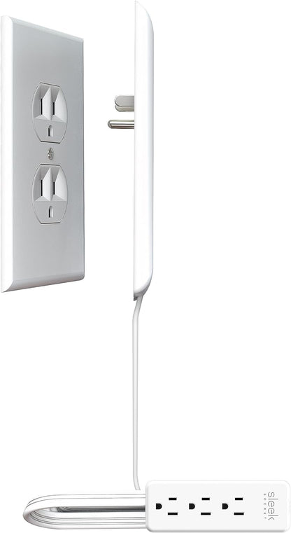 Sleek Socket Original & Patented Ultra-Thin Outlet Covers Extender with Cord Concealer Kit, Flat Extension Cord with Multiple Outlets, 3-Ft, Universal Size, Ideal for Kitchens & Behind Furniture