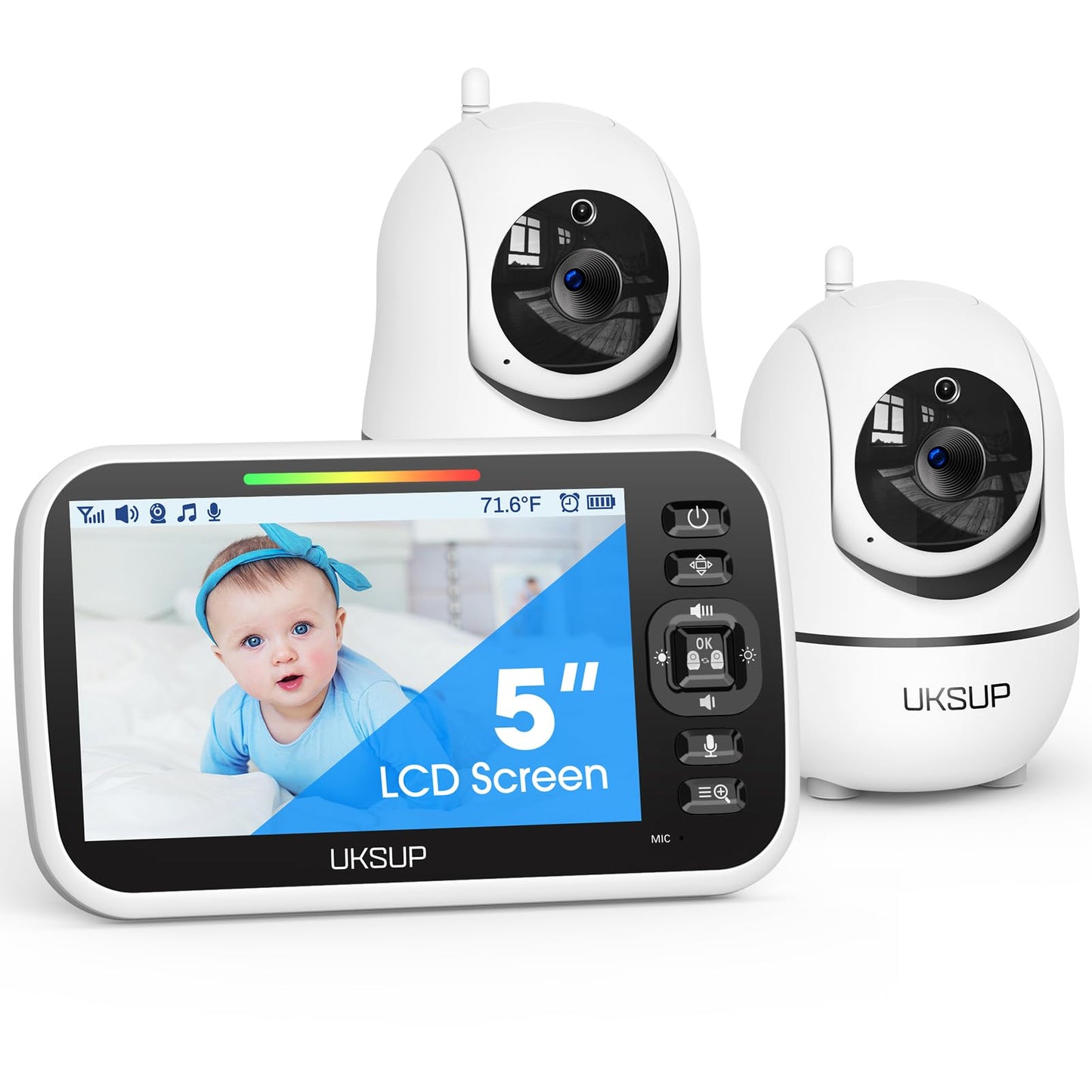 Baby Monitor with Camera and Audio - 5” Display Video Baby Monitor with 29 Hour Battery Life, Remote Pan & Tilt, 2X Zoom,Auto Night Vision, 2 Way Talk, Temperature Sensor,Lullabies,960 Feet Range