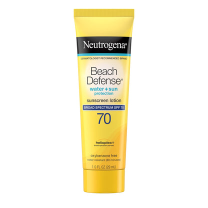 Neutrogena Beach Defense Water-Resistant Face & Body SPF 70 Sunscreen Lotion with Broad Spectrum UVA/UVB Protection, Oil-Free Fast-Absorbing Sunscreen Lotion, Oxybenzone-Free, 6.7 oz