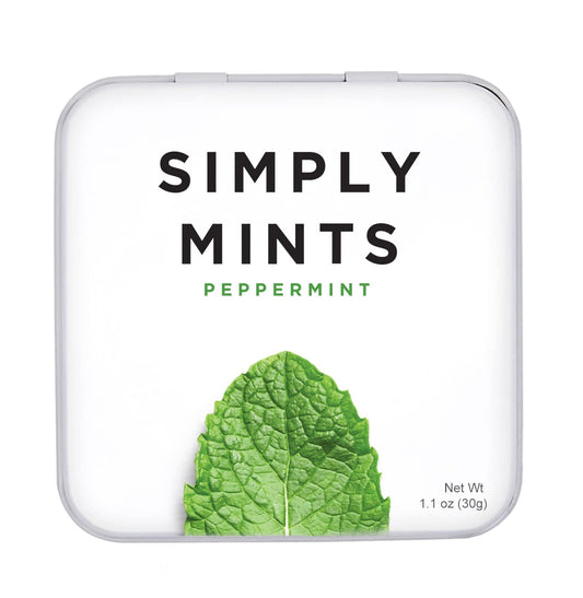 Natural Breath Mints by Simply Gum | Peppermint | Pack of Six (180 Pieces Total) | Breath Freshening, Vegan, Non-GMO, Nothing Artificial