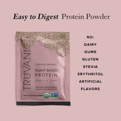 Truvani Vegan Pea Protein Powder | Banana Cinnamon | 20g Organic Plant Based Protein | 1 Serving | Keto | Gluten & Dairy Free | Low Carb | No Added Sugar