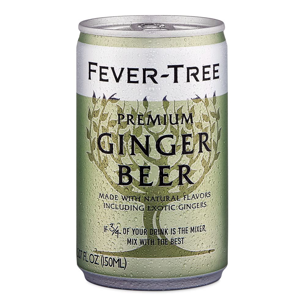 Fever Tree Ginger Beer - Premium Quality Mixer - Refreshing Beverage for Cocktails & Mocktails. Naturally Sourced Ingredients, No Artificial Sweeteners or Colors - 150 ML Cans - Pack of 24