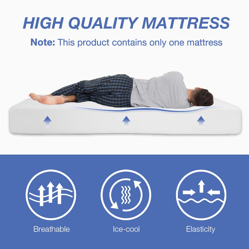 FDW 5 Inch Gel Memory Foam Mattress Medium-Firm Mattress for Pressure Relief & Cooler Sleep Mattress for Kid Adults CertiPUR-US Certified Mattress in a Box,Twin