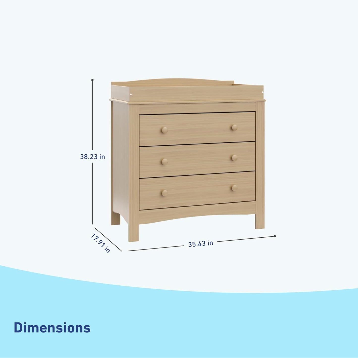 Graco Noah 3 Drawer Chest with Changing Topper (Driftwood) - GREENGUARD Gold Certified, Dresser for Nursery, 3 Drawer Dresser, Kids Dresser, Nursery Dresser Drawer Organizer, Chest of Drawers