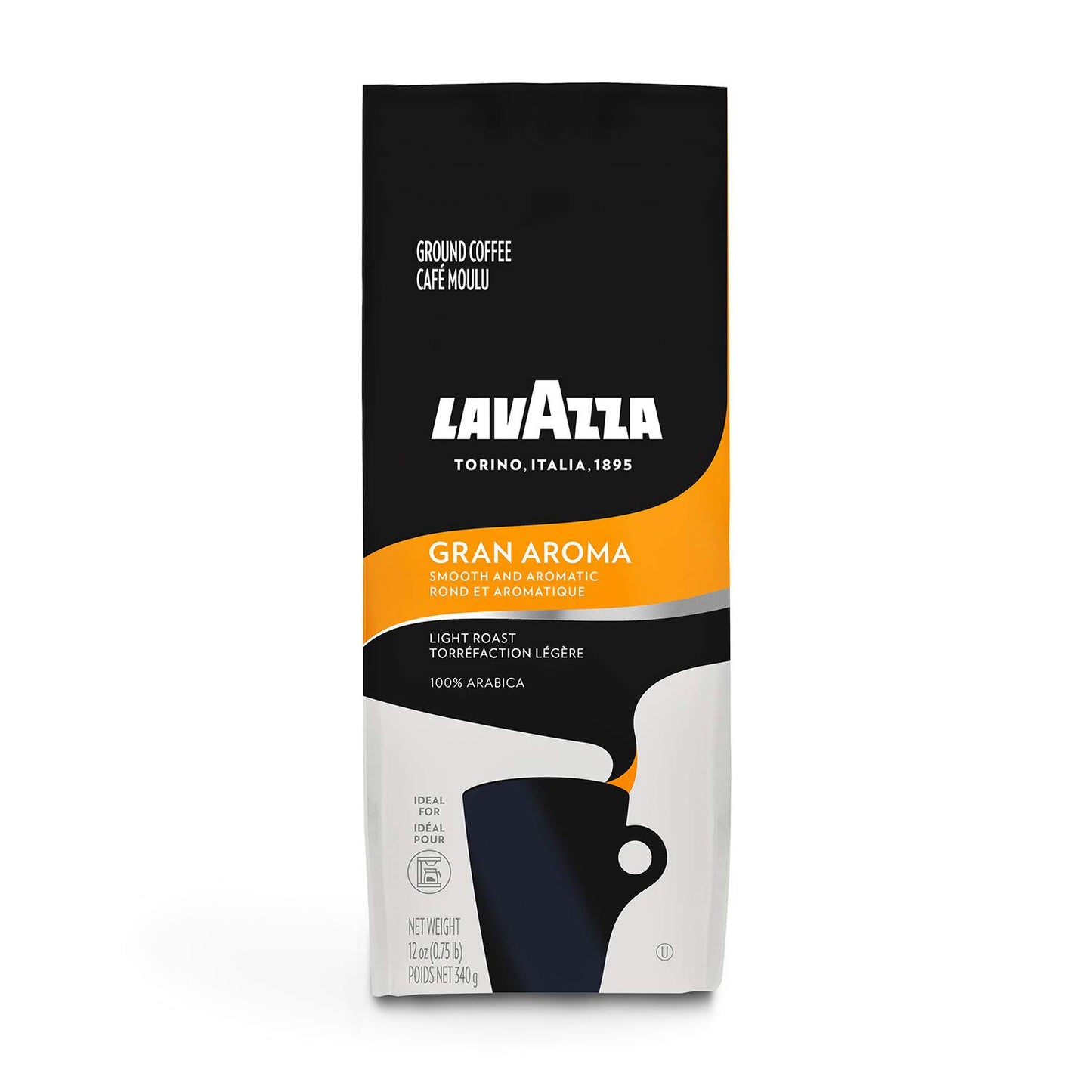 Lavazza Gran Aroma Ground Coffee Blend, Light Roast, 12-Ounce Bags (Pack of 6), Value Pack, Rich Flavor with Notes of Dried Fruit