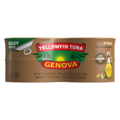 Genova Premium Yellowfin Tuna in Olive Oil, Wild Caught, Solid Light, 5 oz. Can (Pack of 8)