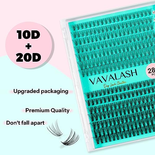 VAVALASH DIY Lash Extension Kit 280 Clusters Individual Lashes Kit 30D 40D 0.07D-10-16mm Lash Clusters, Lash Bond and Seal, Lash Tweezer for DIY Eyelash Extension at Home（Kit-30D+40D-0.07D-10-16MIX）