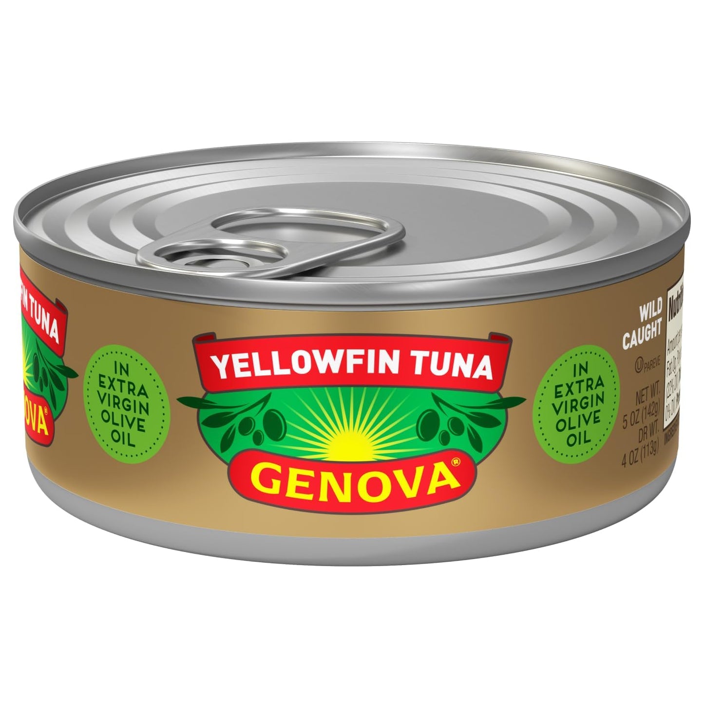 Genova Premium Yellowfin Tuna in Olive Oil, Wild Caught, Solid Light, 5 oz. Can (Pack of 8)