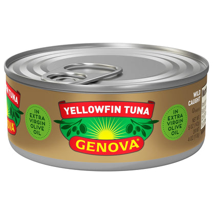 Genova Premium Yellowfin Tuna in Olive Oil, Wild Caught, Solid Light, 5 oz. Can (Pack of 8)