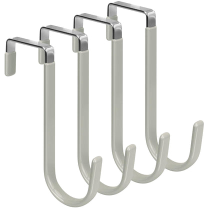 FYY Over the Door Hooks, 4 Pack Hangers Hooks with Rubber Prevent Scratches Heavy Duty Organizer for Living Room, Bathroom, Bedroom, Kitchen Hanging Clothes, Towels, Hats, Coats, Bags White