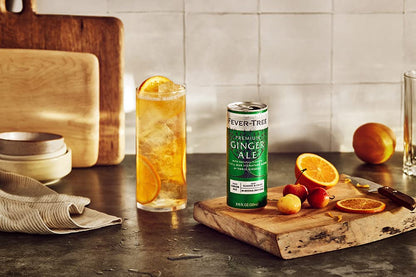 Fever Tree Ginger Beer - Premium Quality Mixer - Refreshing Beverage for Cocktails & Mocktails. Naturally Sourced Ingredients, No Artificial Sweeteners or Colors - 150 ML Cans - Pack of 24