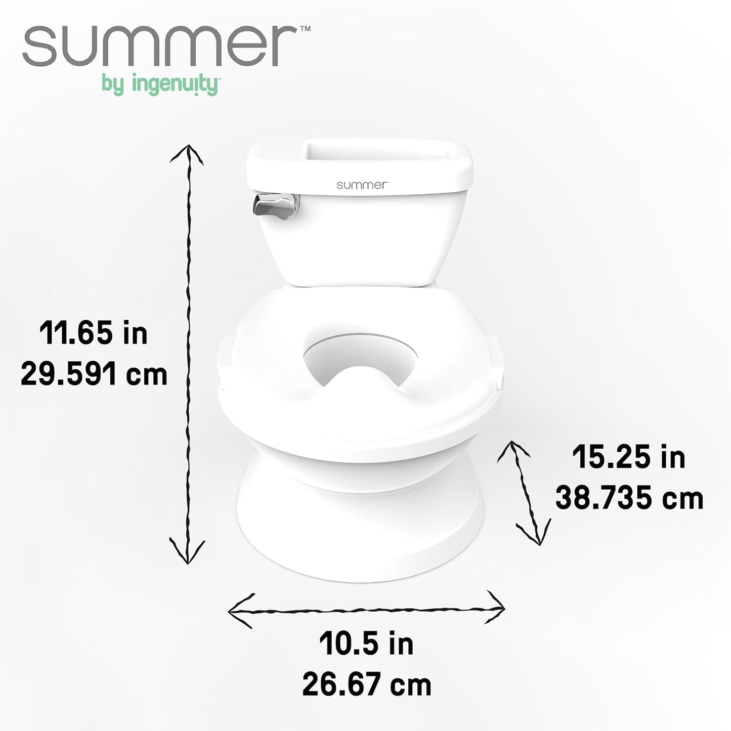 Summer Infant by Ingenuity My Size Potty Pro in White, Toddler Potty Training Toilet, Lifelike Flushing Sound, for Ages 18 Months+, Up to 50 Pounds