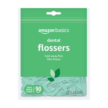 Amazon Basics Mint Dental Flossers, 90 Count, 1 Pack (Previously Solimo)